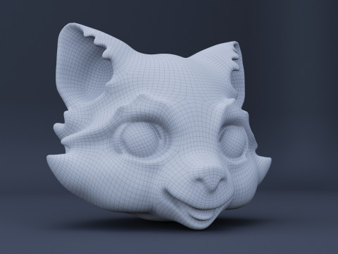 Stylized Racoon Head 3D Model