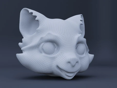 Stylized Racoon Head 3D Model