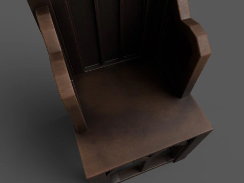 Medieval chair Low poly 3D Model