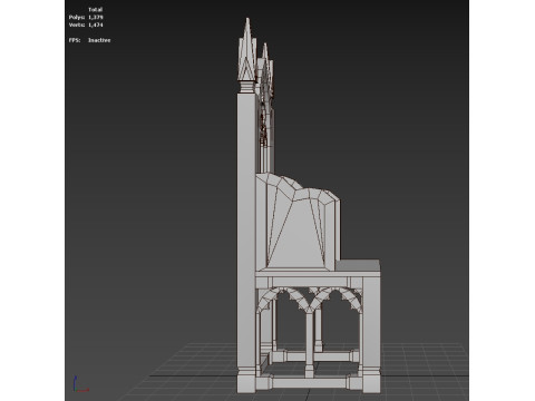 Medieval chair Low poly 3Dモデル
