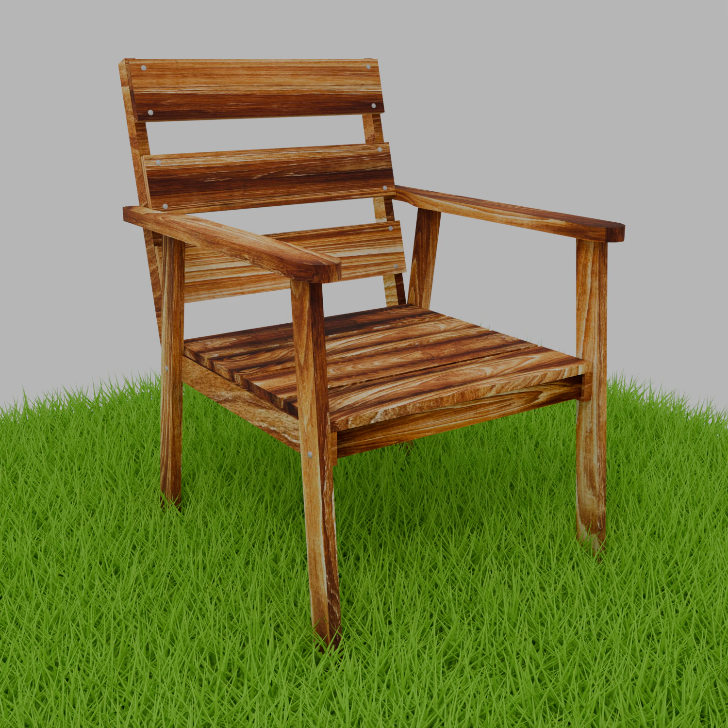 Simple wooden garden chair 3D Model .c4d .max .obj .3ds .fbx .stl .blend 