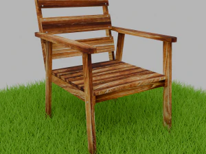 Simple wooden garden chair 3D Model