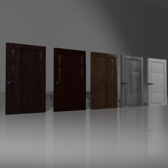 Interior wooden doors 5 options with textures and handles with locks 3D Model .c4d .max .obj .3ds .fbx .stl .blend