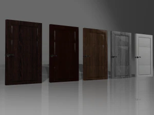 Interior wooden doors 5 options with textures and handles with locks 3D Model