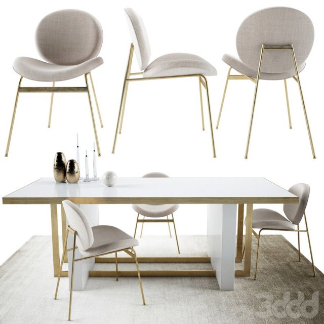 Ane Dinning Chair and Whitney Dining Table by West elm Collection 3D Модель .c4d .max .obj .3ds .fbx .stl .blend 