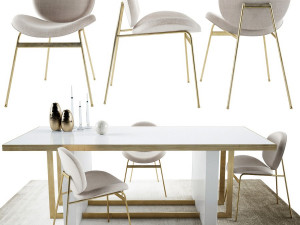 Ane Dinning Chair and Whitney Dining Table by West elm Collection 3D Model