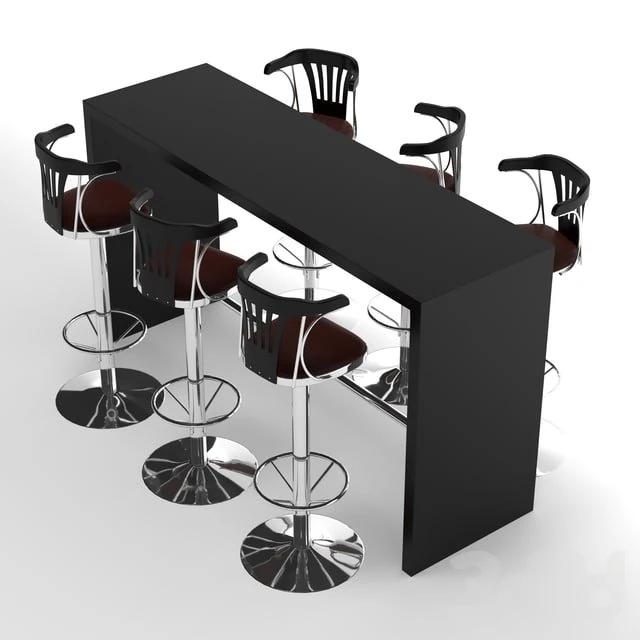 Bar table chair 3D Model .c4d .max .obj .3ds .fbx .stl .blend 