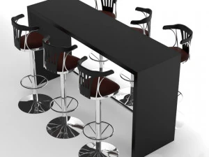 Bar table chair 3D Model