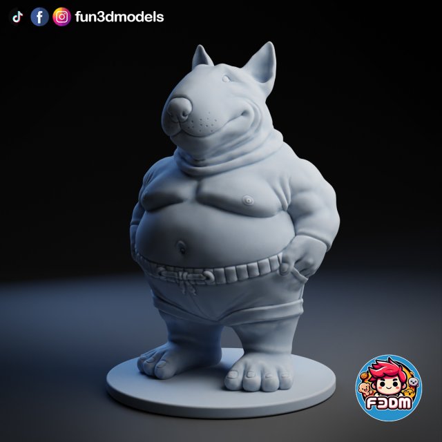 Chubby Bull Terrier Chilling - Supportless Modelo de impresión 3D .c4d .max .obj .3ds .fbx .stl .blend 