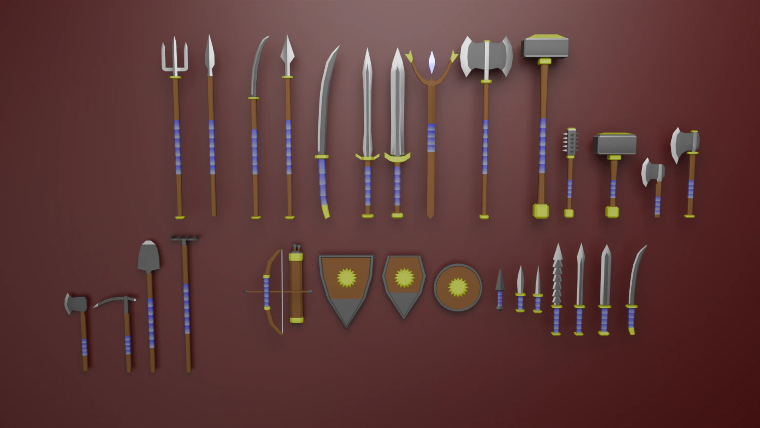 Basic Weapon Set labor tools 3D Model .c4d .max .obj .3ds .fbx .stl .blend 