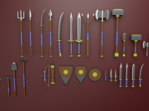 Basic Weapon Set labor tools 3D Model