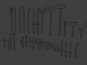 Basic Weapon Set labor tools Model 3D