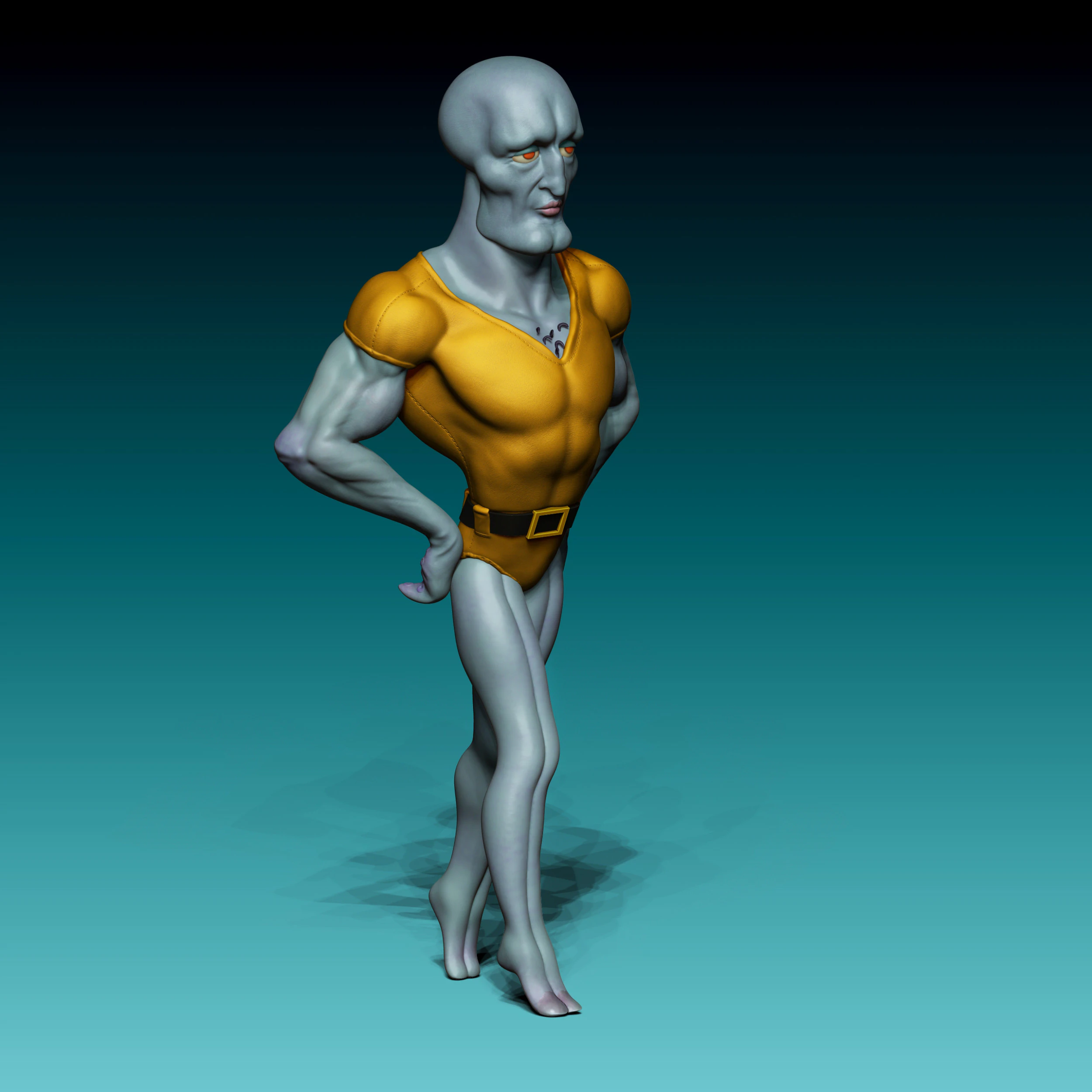 HANDSOME SQUIDWARD 3D Model .c4d .max .obj .3ds .fbx .stl .blend 