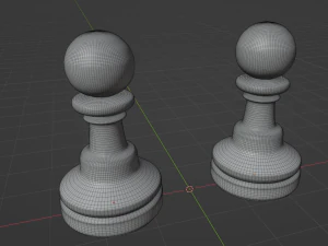 Wooden Chess Pawns 3D Model