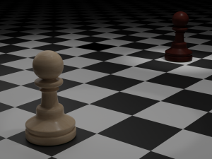 Wooden Chess Pawns 3D Model