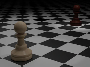 Wooden Chess Pawns 3D Model