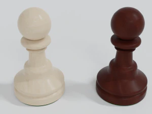 Wooden Chess Pawns 3D Model