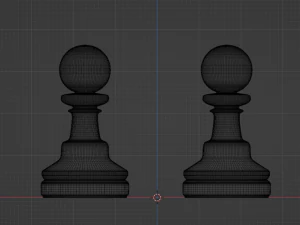 Wooden Chess Pawns 3D Model