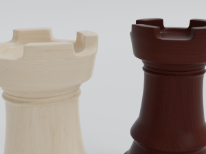 Wooden Chess Rooks 3D Model