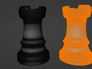 Wooden Chess Rooks 3D Model