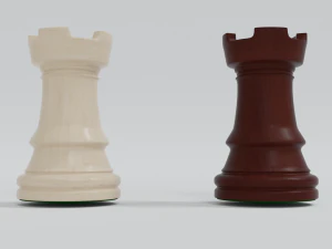 Wooden Chess Rooks 3D Model