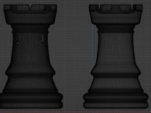 Wooden Chess Rooks 3D Model