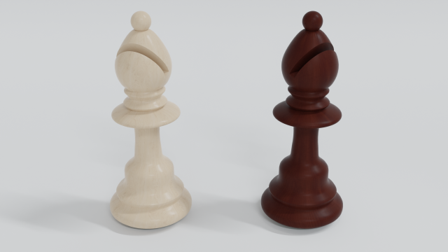 Bishop Wooden Chess Pieces Model 3D .c4d .max .obj .3ds .fbx .stl .blend 