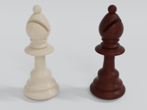 Bishop Wooden Chess Pieces 3D Model