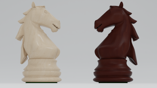 Knight Wooden Chess Pieces Model 3D .c4d .max .obj .3ds .fbx .stl .blend 