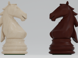 Knight Wooden Chess Pieces 3D Model