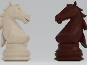 Bidak Catur Kayu Ksatria Model 3D