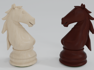 Knight Wooden Chess Pieces Model 3D