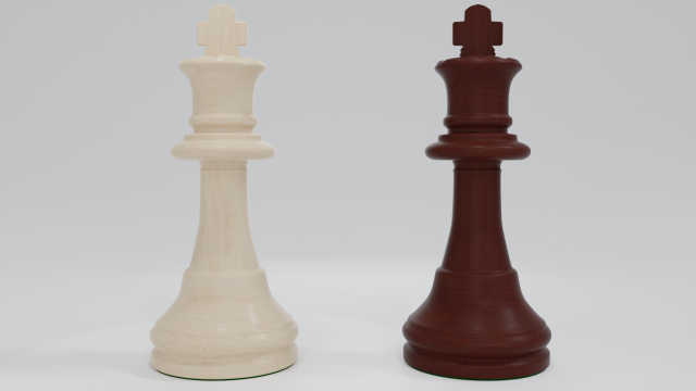 King Wooden Chess Pieces 3D 모델 .c4d .max .obj .3ds .fbx .stl .blend 