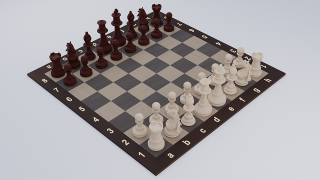 Wooden Chess Set 3D Model .c4d .max .obj .3ds .fbx .stl .blend 