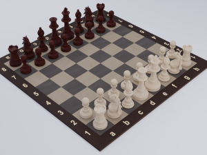 Wooden Chess Set 3D 모델