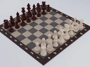 Jogo de xadrez de madeira Modelo 3D