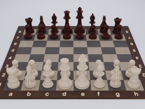 Wooden Chess Set 3D Model