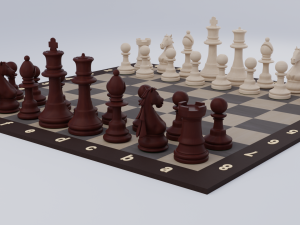Wooden Chess Set 3D Model