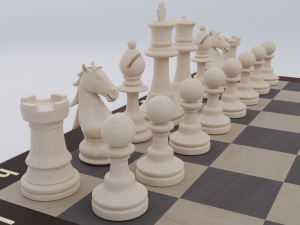 Wooden Chess Set 3D Model