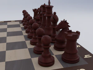 Wooden Chess Set 3D Model