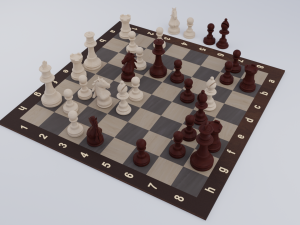 Wooden Chess Set 3D Model