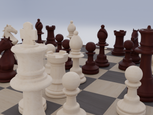 Wooden Chess Set 3D Model