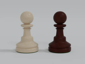Wooden Chess Set 3D Model