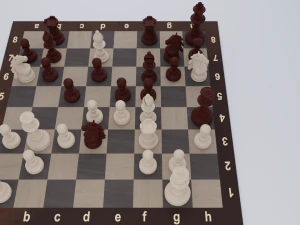 Wooden Chess Set 3D Model