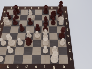 Wooden Chess Set 3D Model