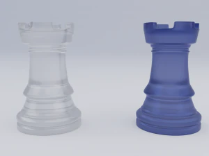 Peças de xadrez de vidro fosco Rooks Modelo 3D