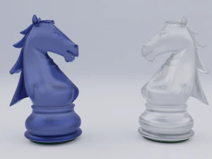 Potongan Catur Kaca Buram Ksatria Model 3D