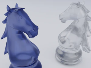 Pi&egrave;ces d'&eacute;checs en verre d&eacute;poli chevalier Modèle 3D