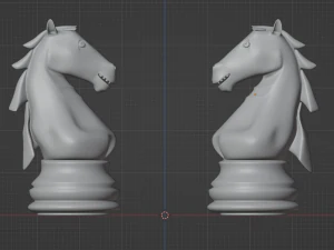 Pi&egrave;ces d'&eacute;checs en verre d&eacute;poli chevalier Modèle 3D