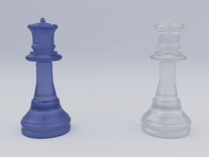 Шахматные фигуры королевы из матового стекла 3D Модель